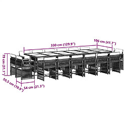 vidaXL Ensemble à manger de jardin et coussins 17 pcs marron rotin pas cher