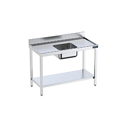 Table de chef Inox avec bac Central, bord anti-ruissellement et étagère - Gamme 600 - Distform