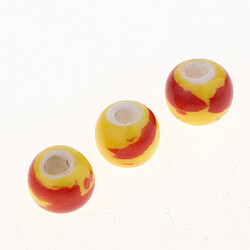 100x 8mm perles en céramique en vrac Charms pour fabrication de bijoux jaune et rouge