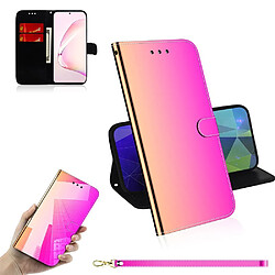 Etui en PU retournement de surface semblable à un miroir avec support rose pour votre Samsung Galaxy A81/Note 10 Lite