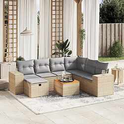 Maison Chic Ensemble à manger d'extérieur 8 pcs avec coussins,Salon de jardin,Mobilier de jardin mélange beige résine tressée -GKD130860