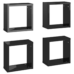 vidaXL Étagères cube murales 4 pcs noir brillant 30x15x30 cm