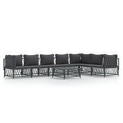 Maison Chic Salon de jardin 8 pcs + coussins - Mobilier/Meubles de jardin - Table et chaises d'extérieur anthracite acier -MN41179