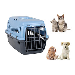 Lot de 2 DOGI PANIER DE TRANSPORT CAISSE DE TRANSPORT CAGE DE TRANSPORT CHIENS ET CHATS GIPSY BLEU ET GRIS ANTRACITE 45X30X30CM+Dogi