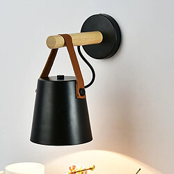 Mode Moderne Nordique Applique Murale Abat-jour En Bois Lampe De Chevet Noir pas cher