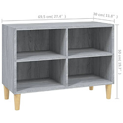 vidaXL Meuble TV avec pieds en bois massif Sonoma gris 69,5x30x50 cm pas cher