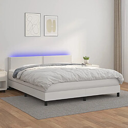 vidaXL Sommier à lattes de lit avec matelas et LED Blanc 180x200 cm