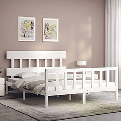 Avis Maison Chic Cadre/structure de lit avec tête de lit pour adulte - Lit Moderne Chambre blanc King Size bois massif -MN57625