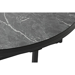 Acheter Pegane Table basse, table de salon ronde en métal et marbre coloris noir - diamètre 80 x Hauteur 35 cm