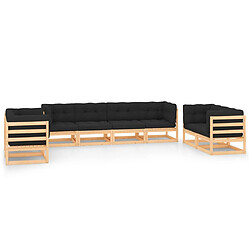 Maison Chic Salon de jardin 8 pcs + coussins - Mobilier/Meubles de jardin - Table et chaises d'extérieur Bois de pin massif -MN43955