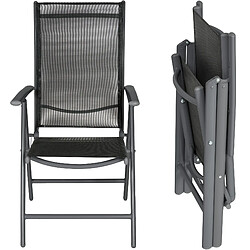 Avis Tectake Lot de 8 chaises de jardin pliantes en aluminium - noir/anthracite