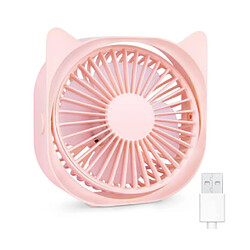 Ventilateur, Petit Ventilateur de Bureau USB, Ventilateur de Bureau Silencieux Portable à 3 Vitesses, ventilateur personnel rotatif à 360 degrés de 4 pouces (Rose)