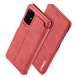 Etui en PU style rétro avec porte-carte rouge pour votre Samsung Galaxy A71