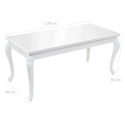 vidaXL Table à manger 179x89x81 cm Blanc brillant pas cher