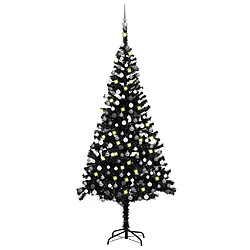 vidaXL Arbre de Noël artificiel pré-éclairé et boules noir 240 cm PVC