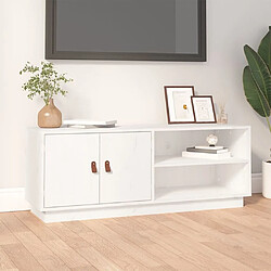 Maison Chic Meuble TV scandinave - Banc TV pour salon Blanc 105x34x40 cm Bois de pin massif -MN36674