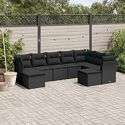 Maison Chic Salon de jardin 9 pcs avec coussins | Ensemble de Table et chaises | Mobilier d'Extérieur noir résine tressée -GKD77270