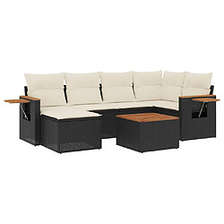 Maison Chic Salon de jardin 7 pcs avec coussins | Ensemble de Table et chaises | Mobilier d'Extérieur noir résine tressée -GKD62702