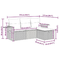 vidaXL Salon de jardin avec coussins 4 pcs beige résine tressée pas cher