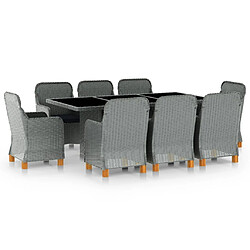 Maison Chic Mobilier à dîner 9 pcs et coussins- Ensemble table et chaises d'extérieur - Salon/Mobilier de jardin classique Résine tressée Gris clair -MN64162