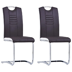 vidaXL Chaises à manger cantilever lot de 2 marron similicuir 