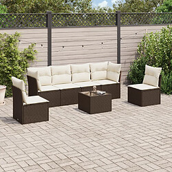 vidaXL Salon de jardin avec coussins 7 pcs marron résine tressée