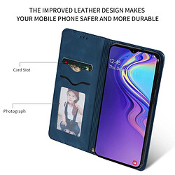 Wewoo Housse Coque Etui en cuir avec rabat horizontal magnétique Business Skin Feel pour Samsung Galaxy A10 bleu marine