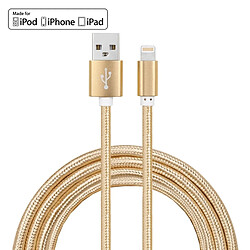 Wewoo Câble or pour iPhone X / 8 et 8 Plus / 7 7 Plus / 6 6 6 Plus 6 Plus / 5 5S & SE & 5C / iPad YF-MX03 2 M 2.4A MFI Certifié Lightning à USB Nylon Weave Style Data Sync de Recharge