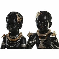 Figurine Décorative DKD Home Decor 20,5 x 18 x 35 cm Noir Colonial Africaine (2 Unités)