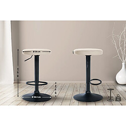 Decoshop26 Lot de 2 tabourets de bar design simple avec assise en synthétique crème et cadre métal noir TDB10685