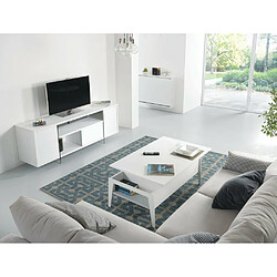 Inside 75 Table basse relevable blanc mat BRIGHTON avec piétement blanc 110x70cm