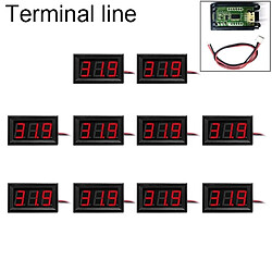 Wewoo Voltmètre 10 PCS 0.56 inch Tensiomètre numérique avec câble Shell, Affichage couleur, Mesure de tension: DC 0-100V (Rouge)