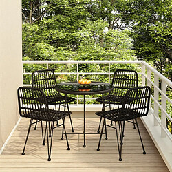 Maison Chic Mobilier à dîner 5 pcs de jardin - Ensemble table et chaises d'extérieur - Salon/Mobilier de jardin classique Noir Résine tressée -MN25392