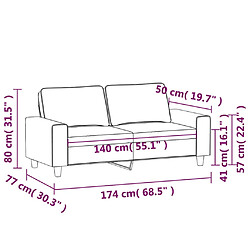 vidaXL Canapé à 2 places Taupe 140 cm Tissu pas cher