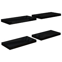 vidaXL Étagère murale flottante 4 pcs Noir brillant 50x23x3,8 cm MDF