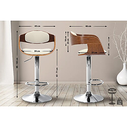 Decoshop26 Tabouret de bar x1 design scandinave en PVC blanc et structure en bois couleur noyer 10_0005043