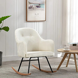 vidaXL Chaise à bascule Blanc crème Velours