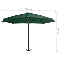 vidaXL Parasol de jardin en porte-à-faux et poteau en aluminium vert pas cher