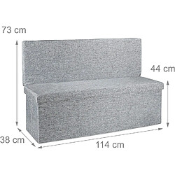 Helloshop26 Tabouret pouf banquette de rangement pliant en lin 114 cm gris 13_0002783_2