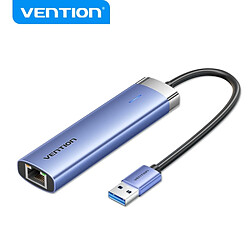 Vention Hub USB 3.0 5 en 1 - Transfert 5 Gbps - Port Ethernet Gigabit - Large Compatibilité - Contrôle Thermique Efficace - Couleur Bleu