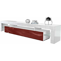 Mpc Meuble TV Blanc Et Bordeaux 189 Cm (hxlxp) : 38 X 189 X 35 Cm