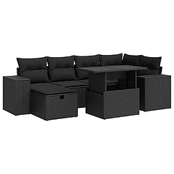 vidaXL Salon de jardin 8 pcs avec coussins noir résine tressée