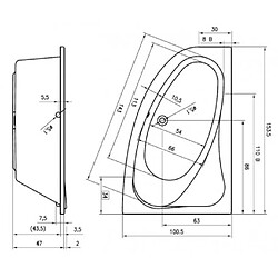 Baignoire acrylique RIHO d'angle LYRA 153x100 cm