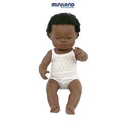 Miniland Miniland31153 38 cm poupée garçon Afrique avec sous-vêtements en boîte