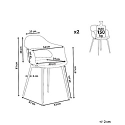 Avis Beliani Chaise de salle à manger Set de 2 Gris clair UTICA