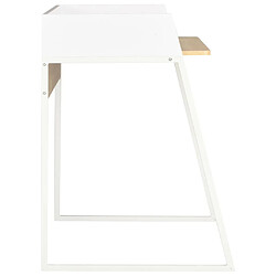 Avis Helloshop26 Bureau table poste de travail meuble d'ordinateur informatique étude et chêne 90 x 60 x 88 cm blanc 02_0023555