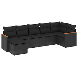 vidaXL Salon de jardin 7 pcs avec coussins noir résine tressée