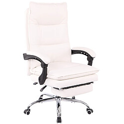 Decoshop26 Fauteuil de bureau avec repose-pied et dossier ajustable en synthétique blanc BUR10389