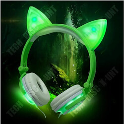 Tech Discount TD® Blanc personnalisé cadeau créatif oreilles de chat chargeant des écouteurs de musique lumineuse multi-couleur téléphone portable