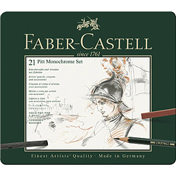 FABER-CASTELL PITT MONOCHROME Set medium, étui de 21 pièces ()